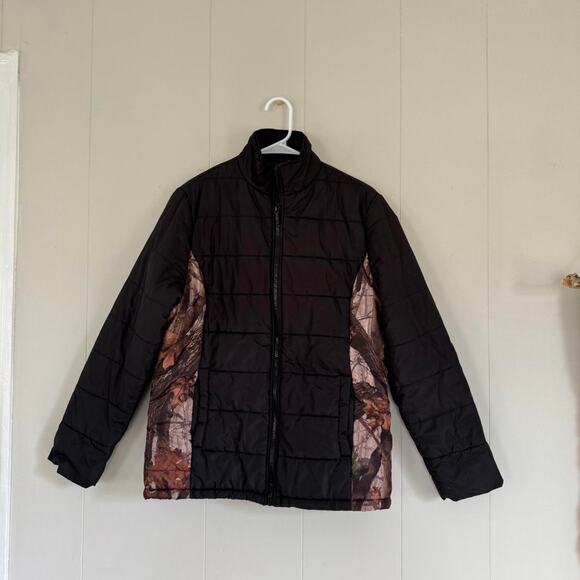 Totes black & green camo puffer full zip puffer outdoors jacket men's medium - Picture 1 of 6